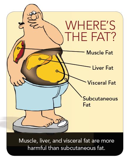 A large waist is a sign of extra fat.