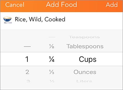Swipe up or down to adjust servings.