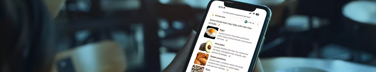person looking at search results on their phone