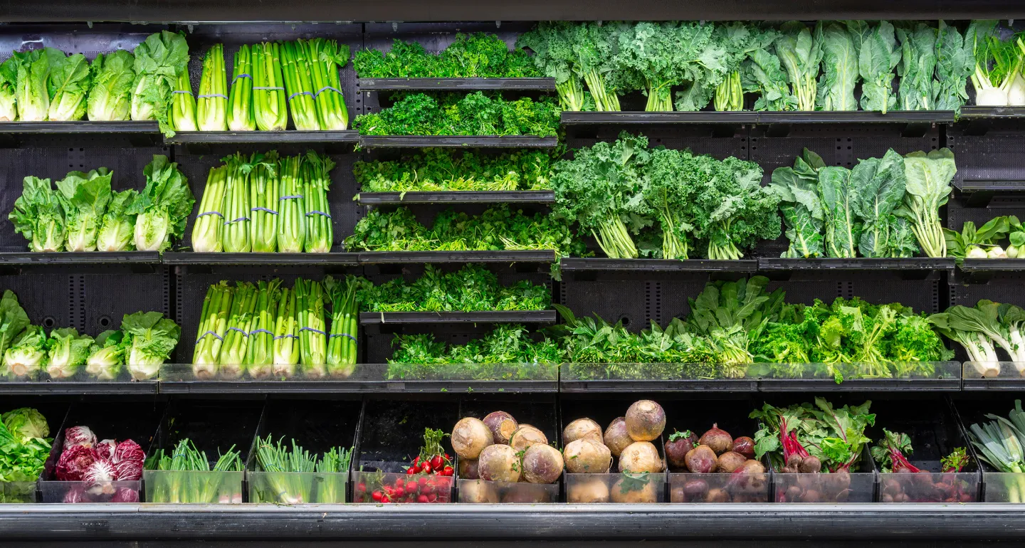 Fresh produce in a grocery store
