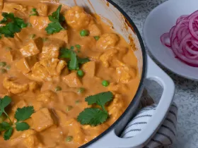 a pot of tofu korma