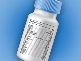 pill bottle with DVs and RDAs listed for vitamins