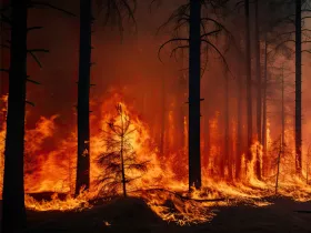 wild fire burning in the forest