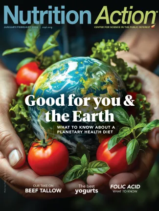 cover of jan/feb issue with hands holding the world and tomatoes