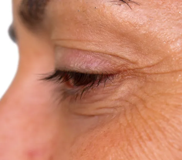 close up of person's eye in profile