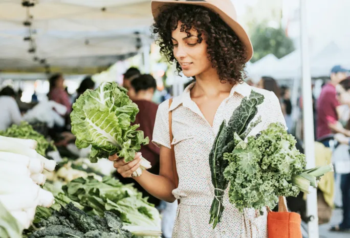 woman at a farmers market