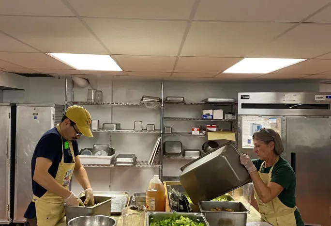 West Genesee Central School District school nutrition program staff preparing meals