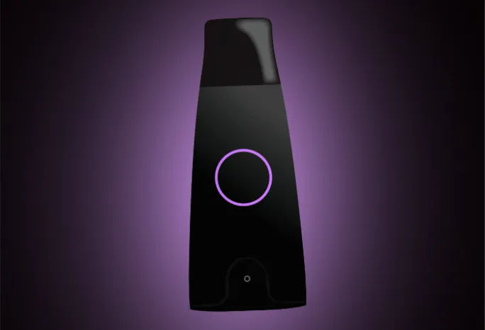 Lumen metabolism reader with purple glow around it on a black background