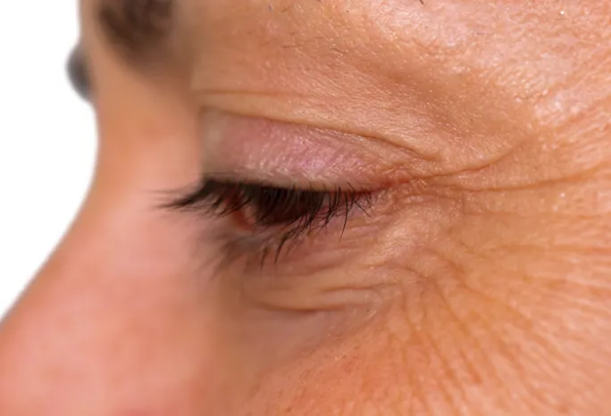 close up of person's eye in profile