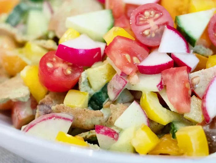 fattoush salad with zesty herb dressing