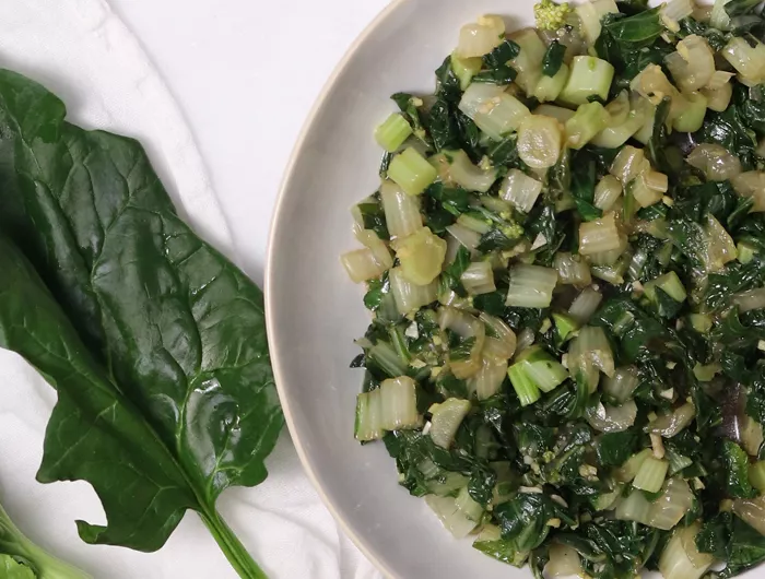 stir fried Asian greens in a bowl