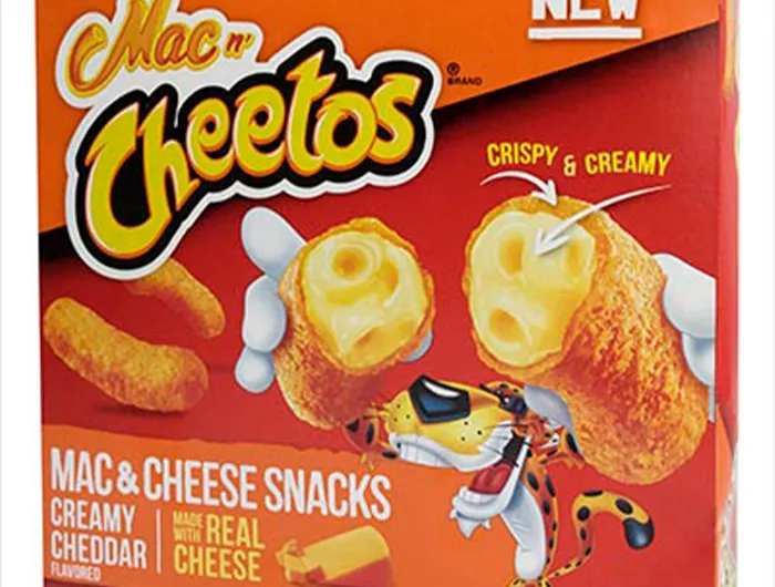 front of mac n' cheetos package