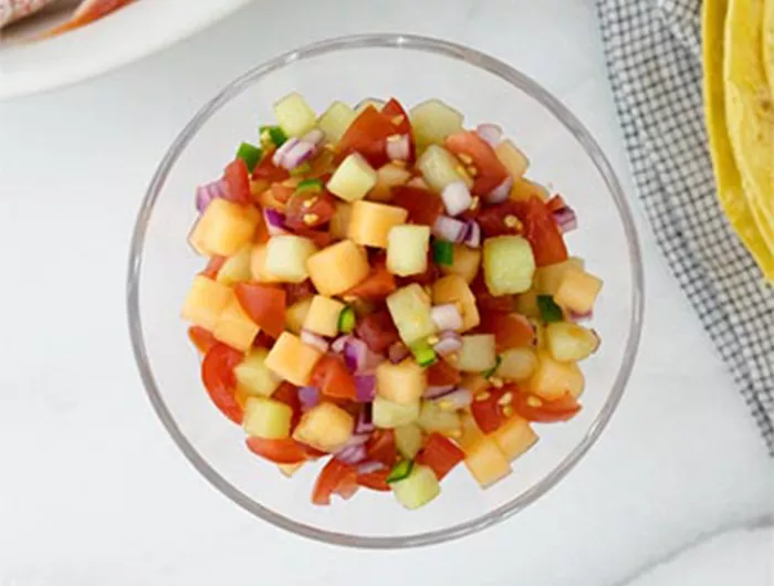 melon salsa in a bowl