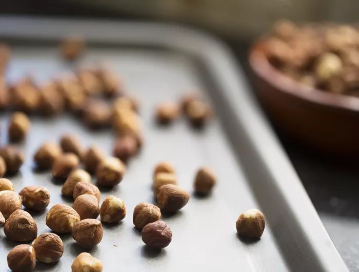 hazelnuts on a sheet pan