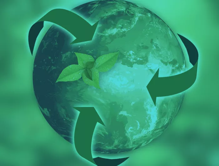 globe with recycling symbol