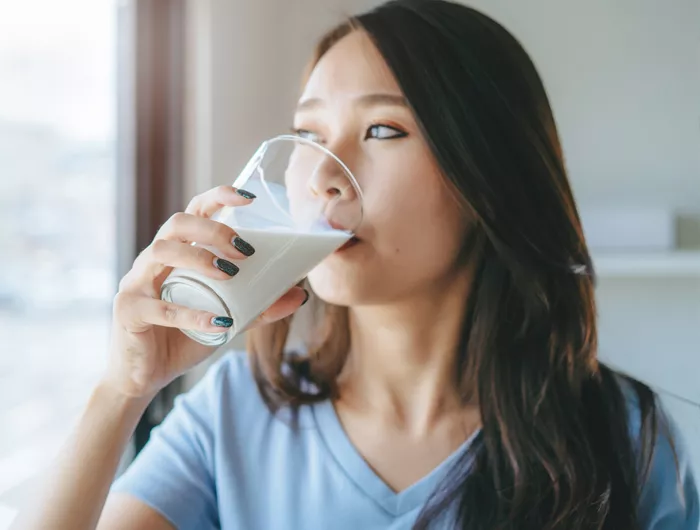 woman drinking milk