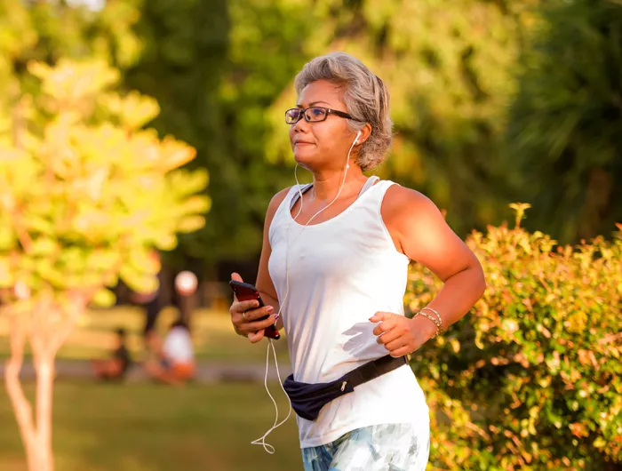woman running in a park