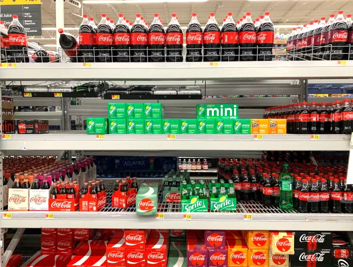 soda aisle at supermarket