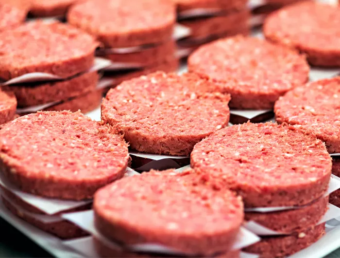 Raw hamburger patties