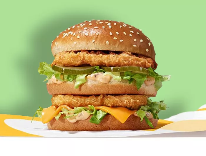 McDonalds Chicken Big Mac with green background
