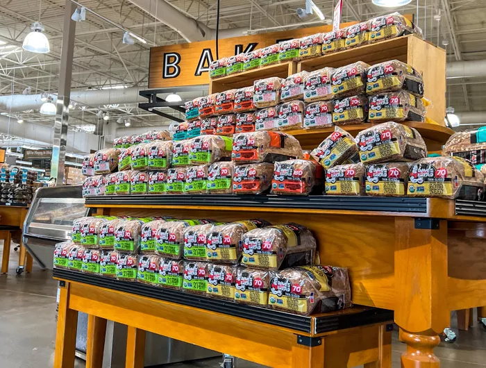 grocery store table display of Dave's Killer Bread