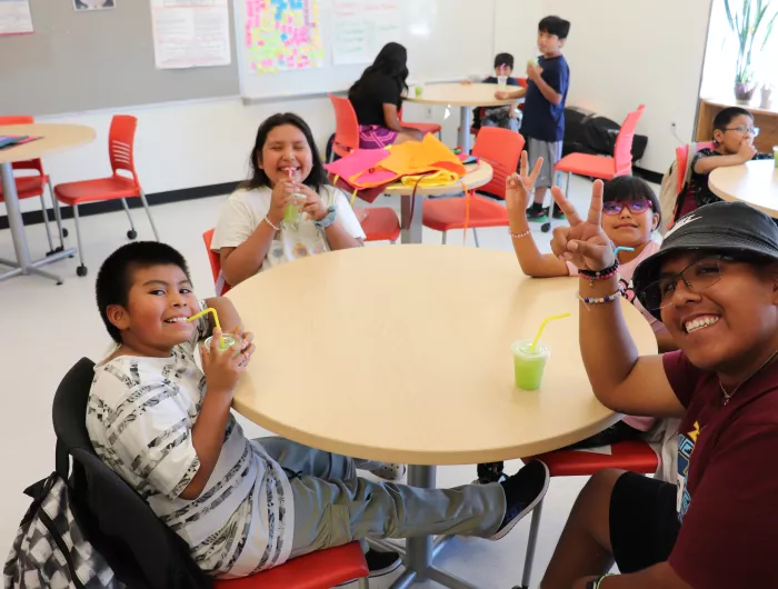 Nutrition education, food sovereignty at ZYEP. Young students from the Zuni Youth Enrichment Project learn about nutrition and food sovereignty in an informal setting with healthy beverages.