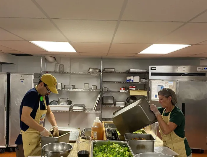 West Genesee Central School District school nutrition program staff preparing meals