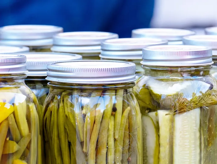 glass jars of pickled vegetables