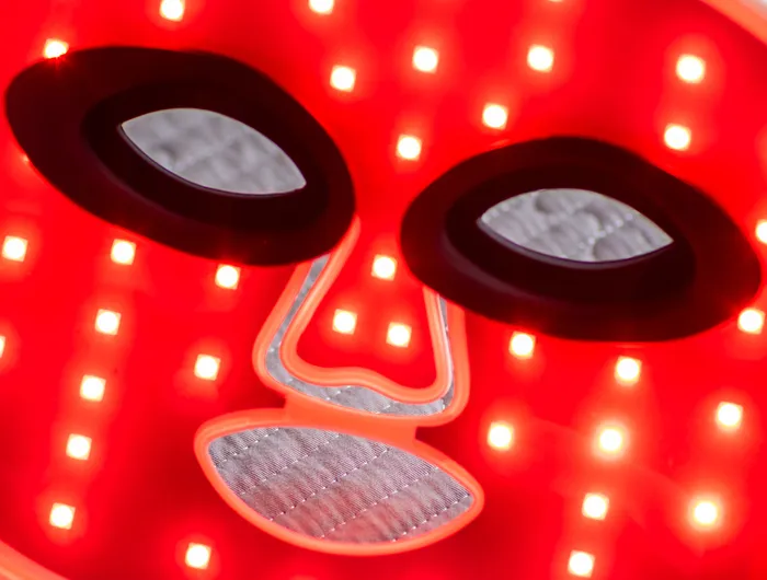 close up of inside of an at home red light therapy mask