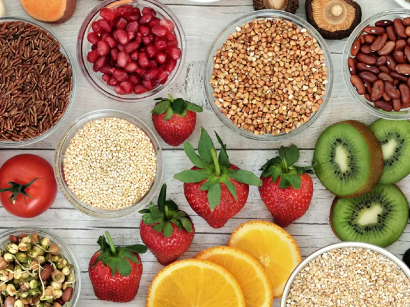 fruits vegetables and whole grains