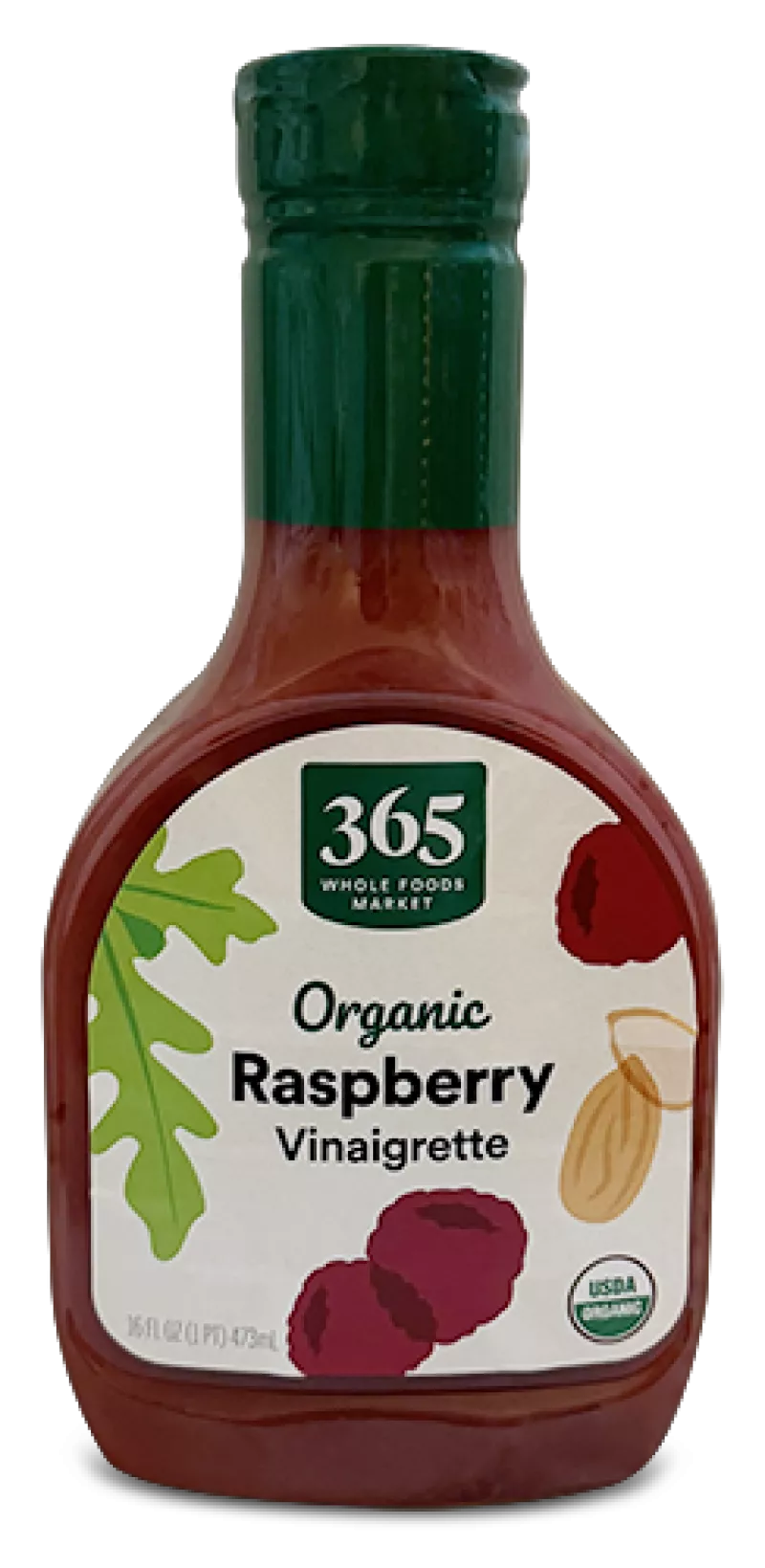bottle of Whole Foods 65 Organic Raspberry Vinaigrette