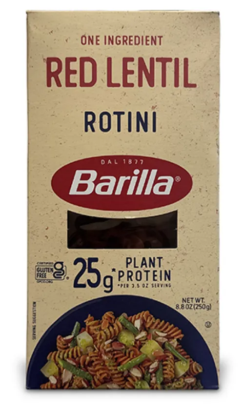 Box of Barilla red lentil Rotini