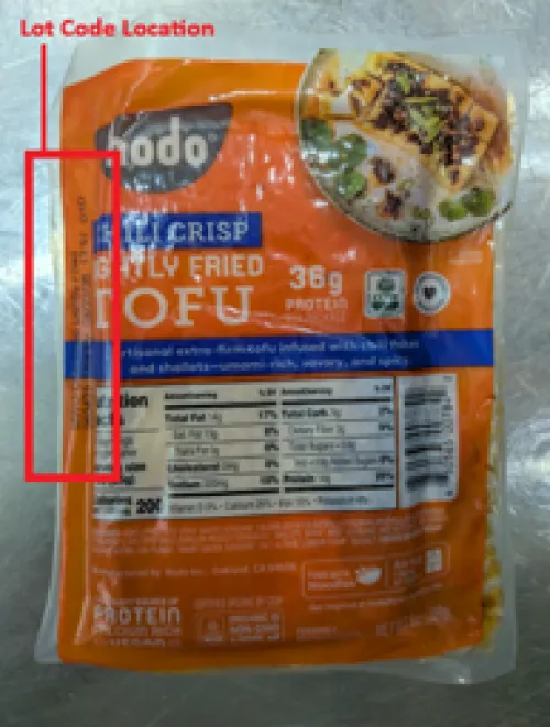 Hodo Chili Crisp Lightly Fried Tofu lot code identification