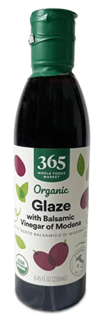 bottle of 365 Whole Foods organic glaze with balsamic vinegar modena