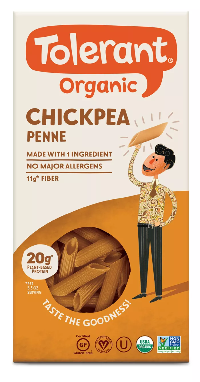 tolerant organic chickpea penne