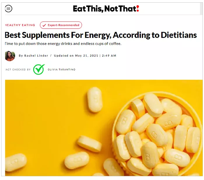online article about supplements and energy