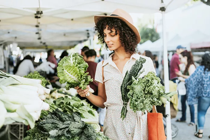 woman at a farmers market