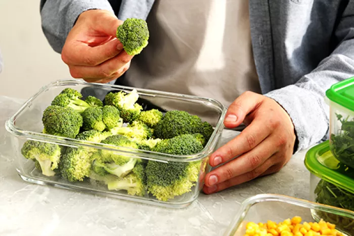 broccoli stored in a glass container