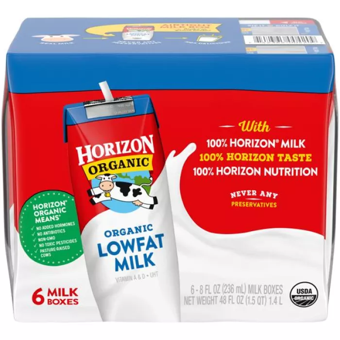 Horizon Organics 1 percent lowfat shelf stable milk