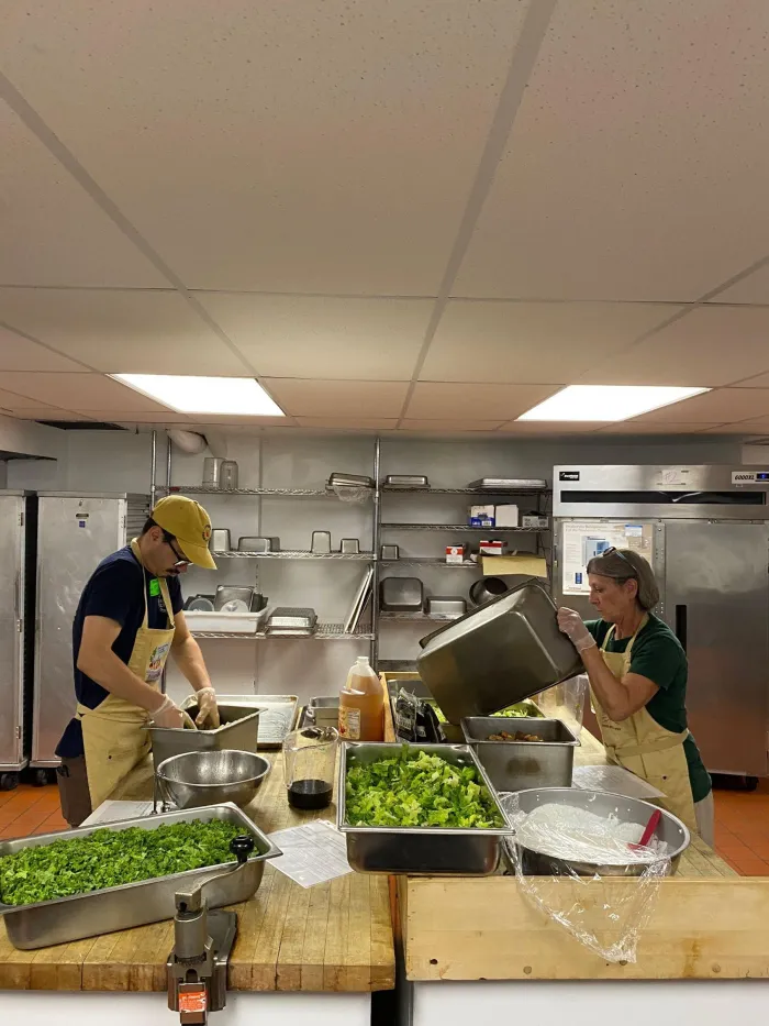 West Genesee Central School District school nutrition program staff preparing meals