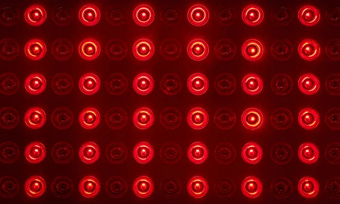 close up of red lights in red light therapy