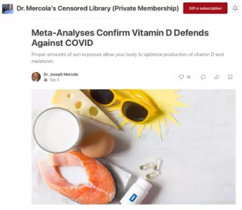 Screenshot from Dr. Mercola website