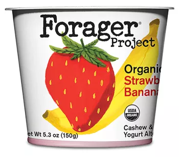 cup of Forager Project Organic Strawberry Banana cashew yogurt