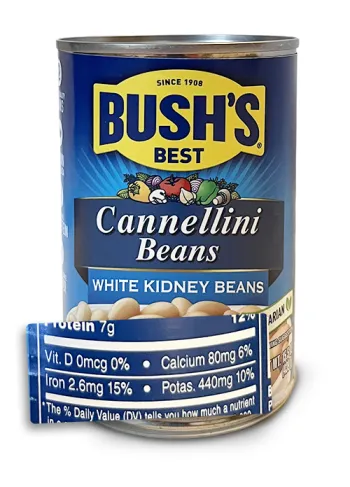 Can of Bush's Best Cannellini beans.