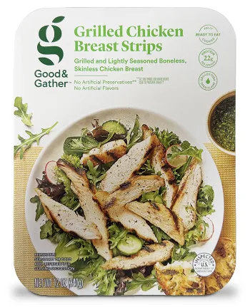 package of Good & Gather grilled chicken breast strips