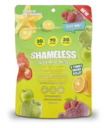bag of Shameless snacks super sour