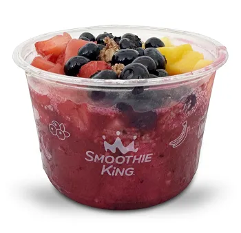 clear bowl of Bee Berry Sting pitaya bowl from Smoothie King