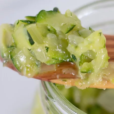 zucchini butter on a spoon