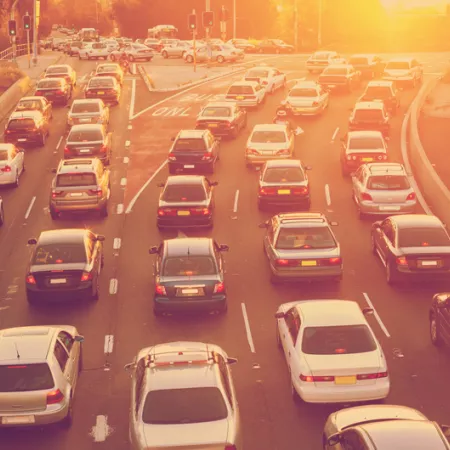 cars stuck in traffic