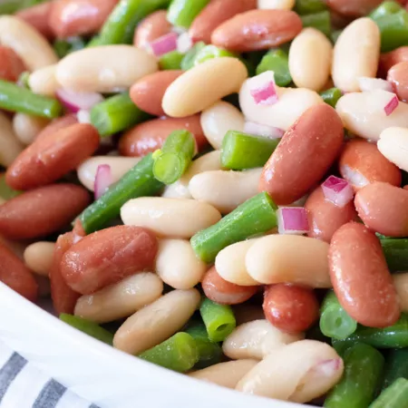three bean salad in a bowl